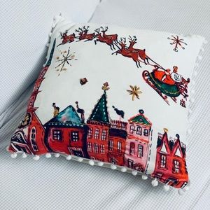 Hand Illustrated Christmas throw pillow cover